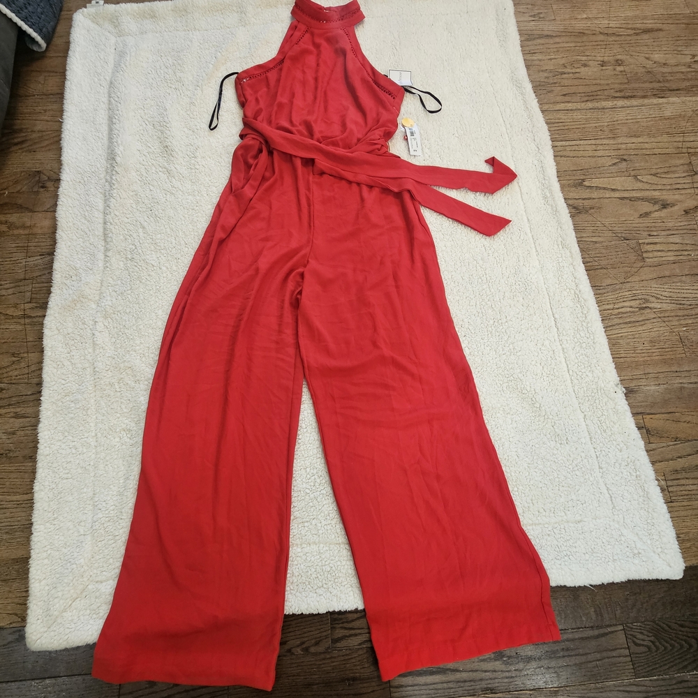 Elegant Scarlet Halter Jumpsuit
